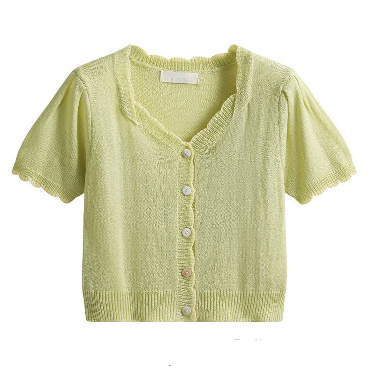 Thick Thread Gentle Lace Top - Green / One size
