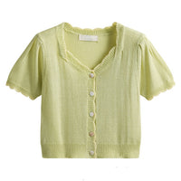 Thumbnail for Thick Thread Gentle Lace Top - Green / One size