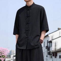 Chinese-style Cool Double-breasted Shirt With Three-quarter Tang - view 5