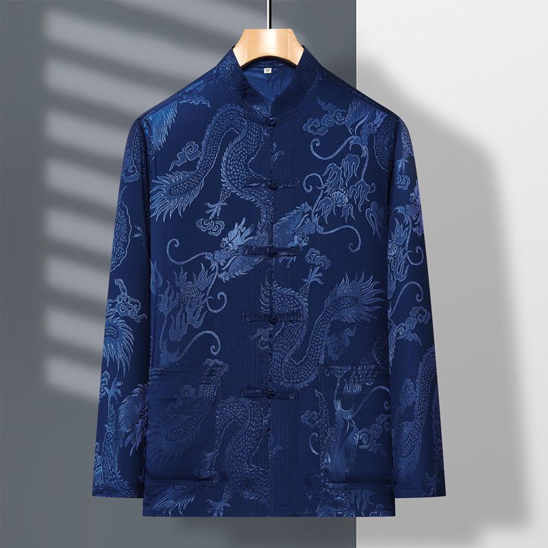 Spring And Summer Middle-aged And Elderly Tang Dress Long-sleeved Silk - view 15