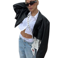 Thumbnail for High Waist Cropped Short Jacket - Black / S