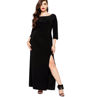 Thumbnail for Split Plus Size Slim-Fit Dress - Black / 3XL - Long