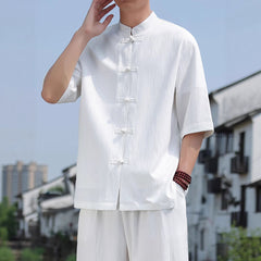 Chinese-style Cool Double-breasted Shirt With Three-quarter Tang - view 2