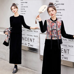 Chinese Style Dress Autumn Elegant Embroidered Three-piece Suit - view 4