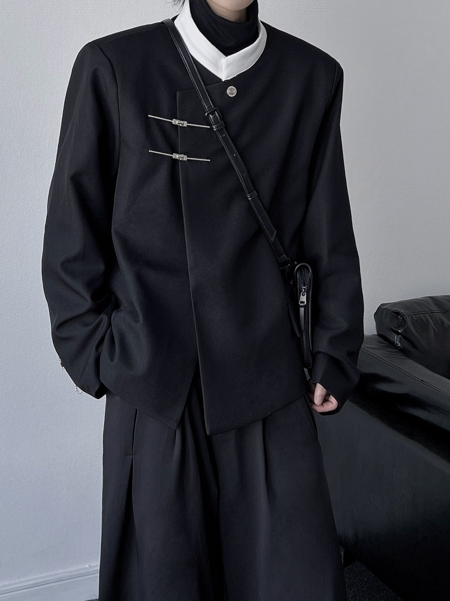 Chinese Style National Vertical Collar Suit Shoulder Padded And - view 3