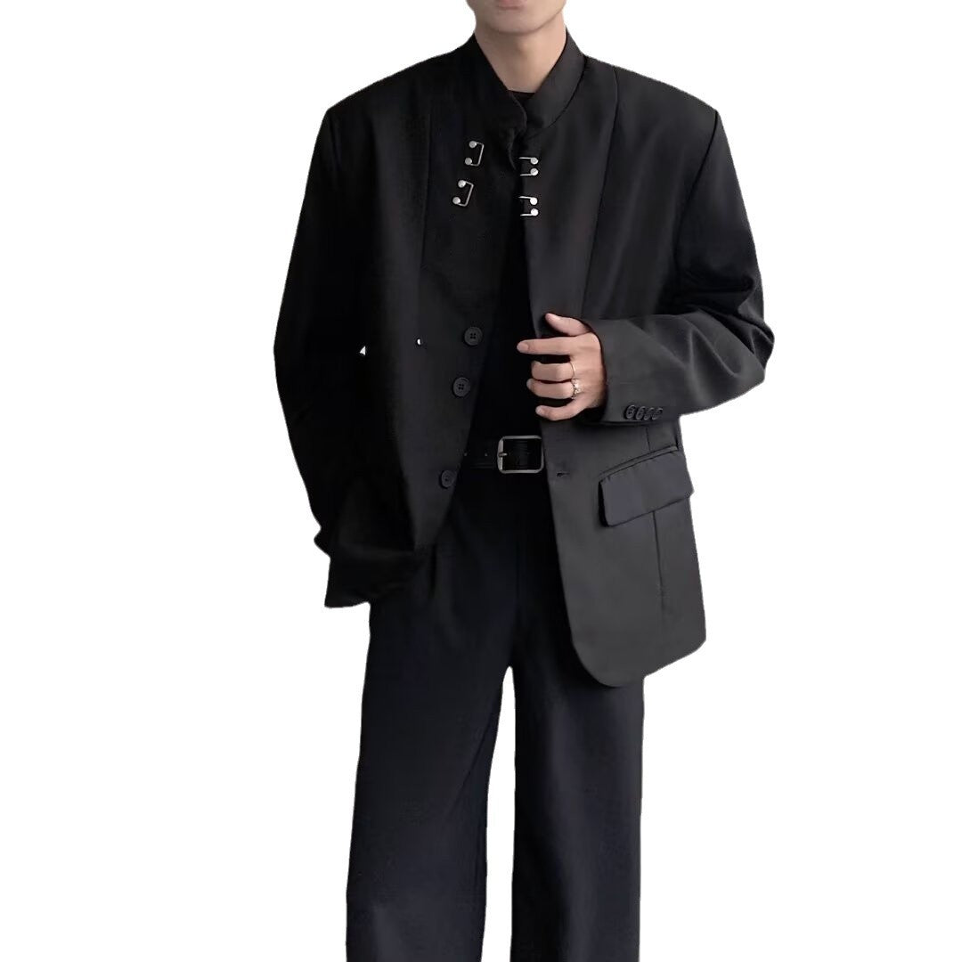 Chinese Shoulder Pad Suit Jacket Niche Design Sense Vertical Snap - view 5