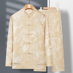 Spring And Summer Middle-aged And Elderly Tang Dress Long-sleeved Silk - view 12
