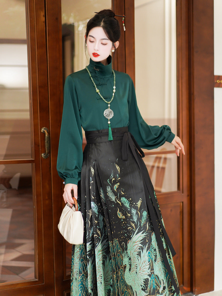 Chinese Ming Han Clothing Suit Spring Stand Collar Two-way Shirt - view 4