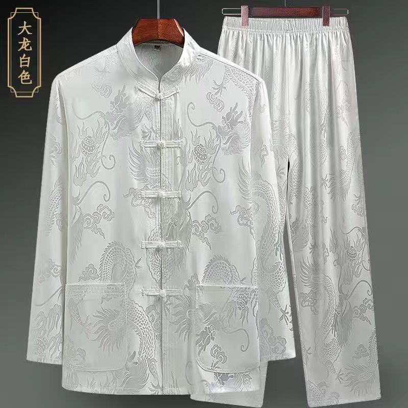 Spring And Summer Middle-aged And Elderly Tang Dress Long-sleeved Silk - view 14