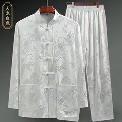 Spring And Summer Middle-aged And Elderly Tang Dress Long-sleeved Silk - view 14