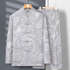 Spring And Summer Middle-aged And Elderly Tang Dress Long-sleeved Silk - view 7