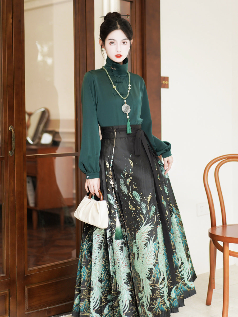 Chinese Ming Han Clothing Suit Spring Stand Collar Two-way Shirt - view 5