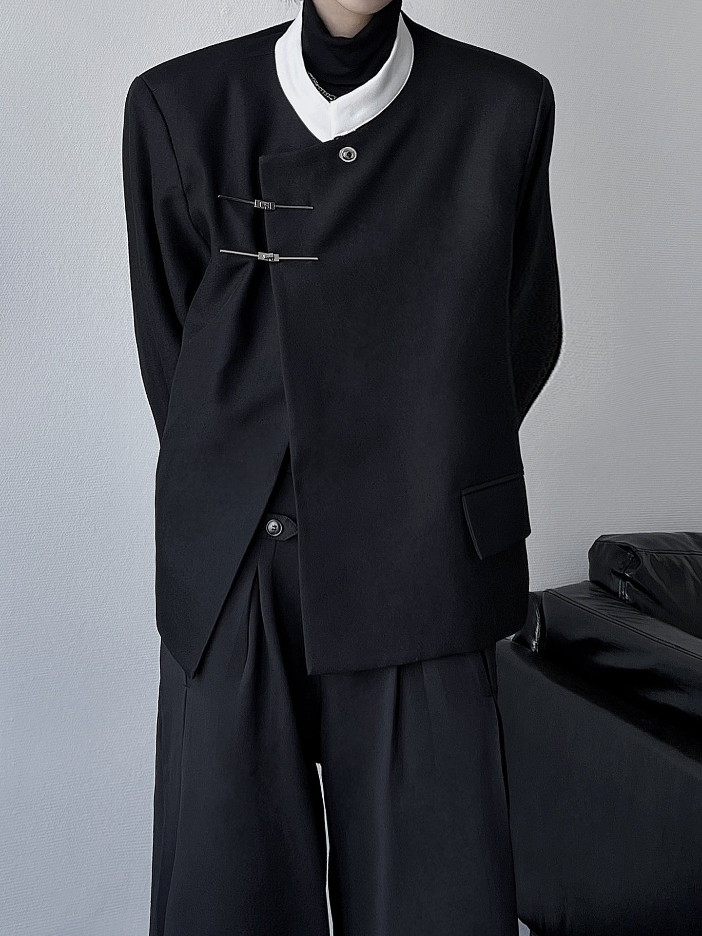 Chinese Style National Vertical Collar Suit Shoulder Padded And - view 2