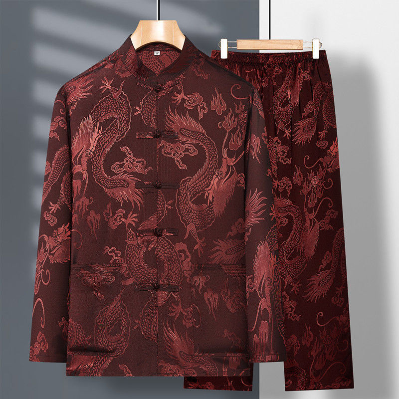 Spring And Summer Middle-aged And Elderly Tang Dress Long-sleeved Silk - view 13