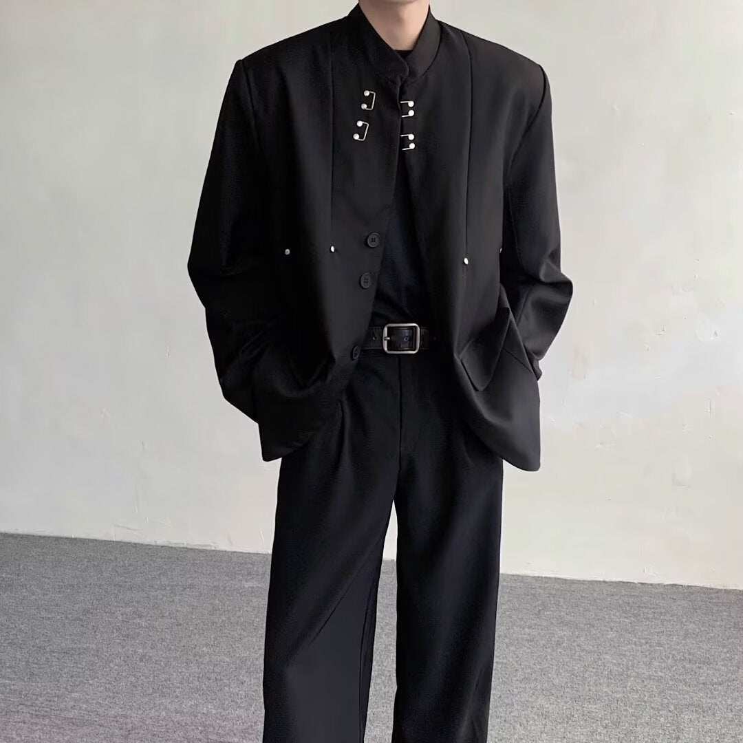 Chinese Shoulder Pad Suit Jacket Niche Design Sense Vertical Snap - view 6