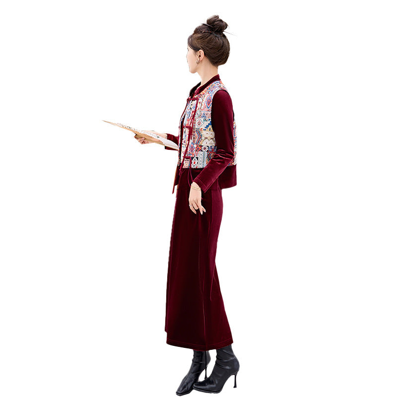 Chinese Style Dress Autumn Elegant Embroidered Three-piece Suit - view 5