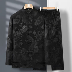 Spring And Summer Middle-aged And Elderly Tang Dress Long-sleeved Silk - view 8