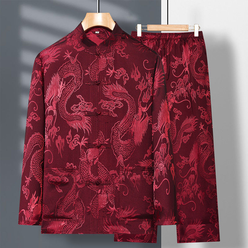 Spring And Summer Middle-aged And Elderly Tang Dress Long-sleeved Silk - view 6