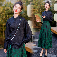 National Style Horse Face Skirt Two-piece Jacquard Shirt Elastic - view 6