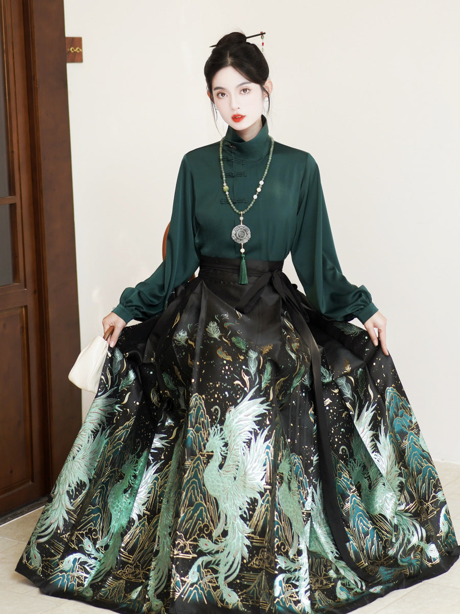 Chinese Ming Han Clothing Suit Spring Stand Collar Two-way Shirt - view 3