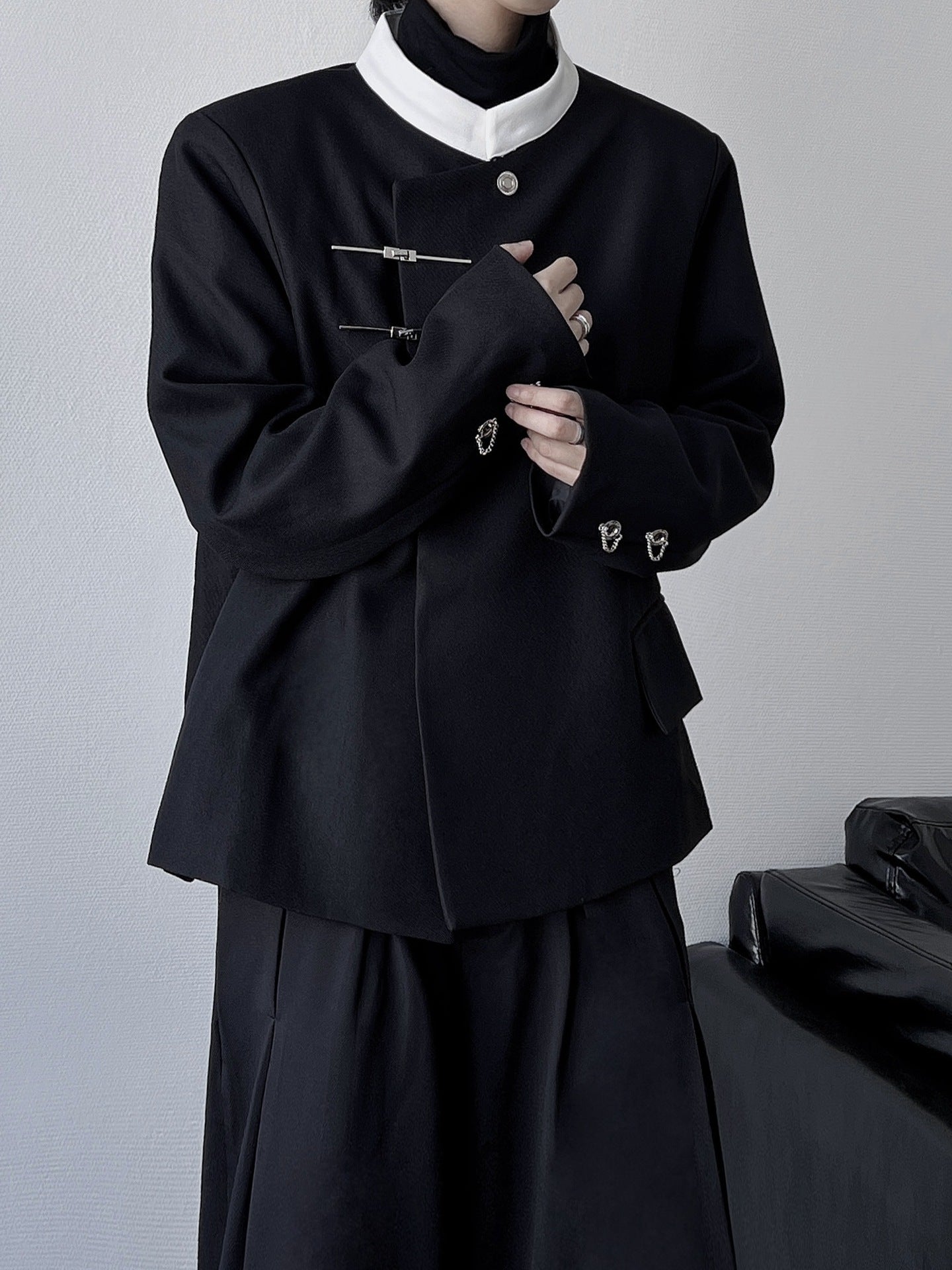 Chinese Style National Vertical Collar Suit Shoulder Padded And - view 5