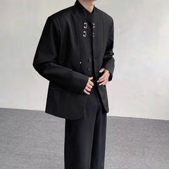 Chinese Shoulder Pad Suit Jacket Niche Design Sense Vertical Snap - view 4