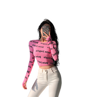 Thumbnail for Long-Sleeved Printed Letters T-shirt - Pink / S - T-Shirt