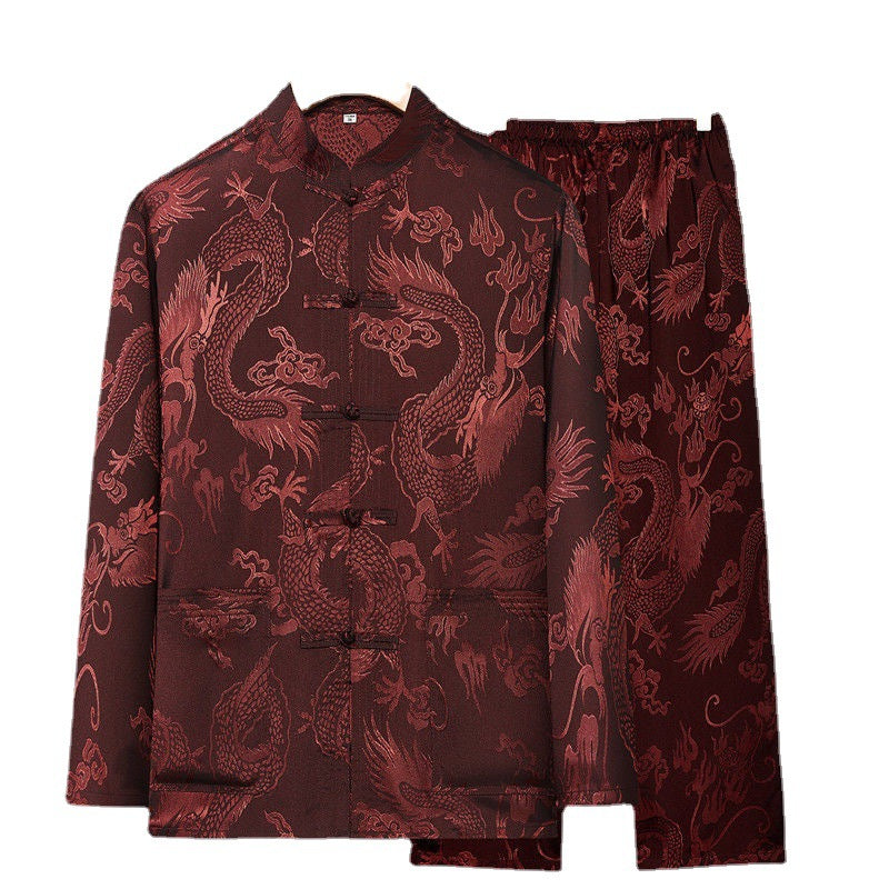 Spring And Summer Middle-aged And Elderly Tang Dress Long-sleeved Silk - view 2