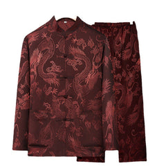 Spring And Summer Middle-aged And Elderly Tang Dress Long-sleeved Silk - view 2