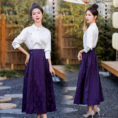 National Style Horse Face Skirt Two-piece Jacquard Shirt Elastic - view 4