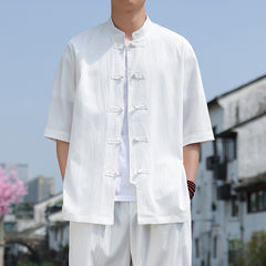 Chinese-style Cool Double-breasted Shirt With Three-quarter Tang - view 6
