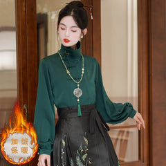 Chinese Ming Han Clothing Suit Spring Stand Collar Two-way Shirt - view 7