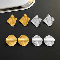 Statement Geometric Round Irregular Stainless Steel Stud Earrings