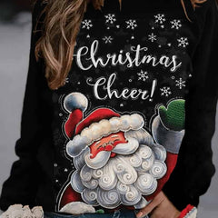 3D Christmas Printing Sweatshirt - Black/Santa / M