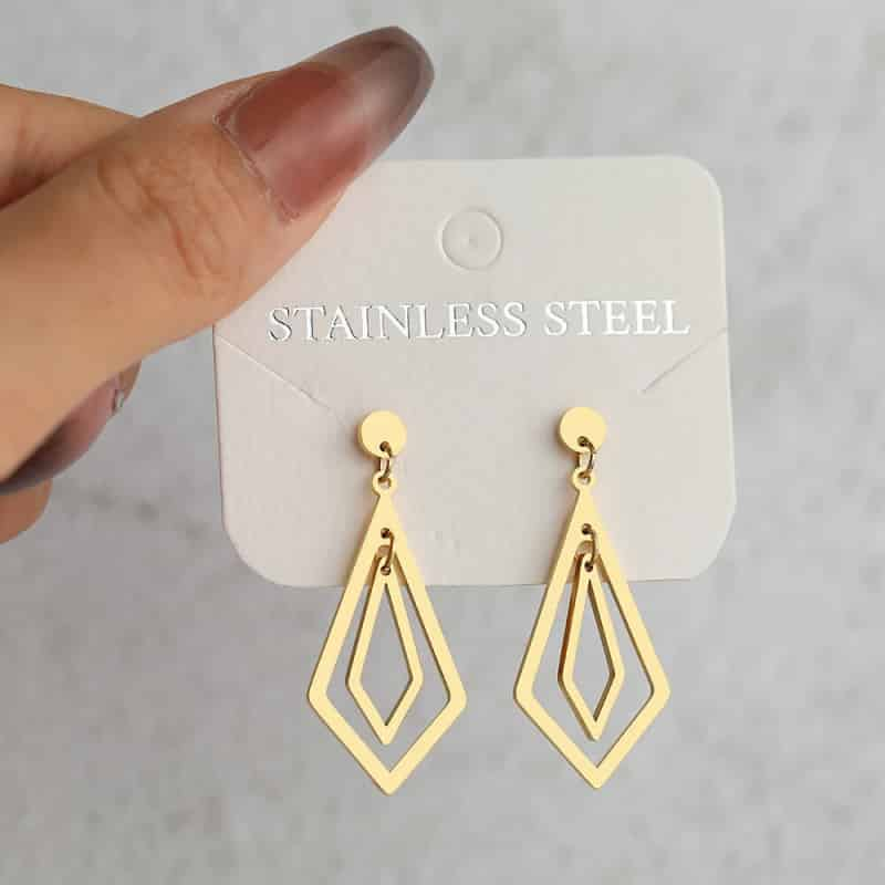 Stainless Steel Geometric Pendant Dangle Earrings