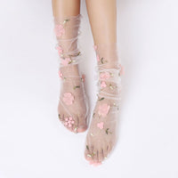 Thumbnail for Floral Lace Mesh Socks