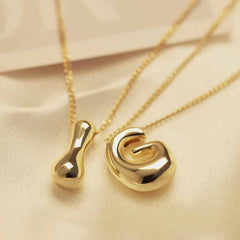 Chunky Bubble Letter Stainless Steel Pendant Necklace