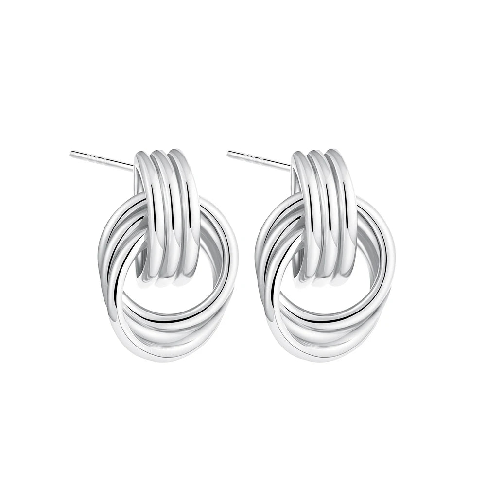 Plated Stainless Steel Hoop Irregular Stud Earring