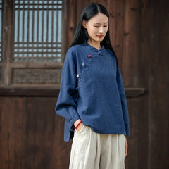 Chinese Style Tang Suit Traditional Clothes Ethnic Long Sleeve Hanfu Linen - view 7