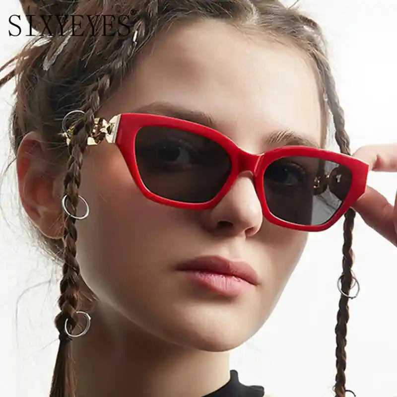 Cat Eye Sunglasses With Chain On Leg