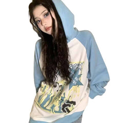 Y2K Graffiti Print Sweatshirt - Blue / XL - Sweatshirts