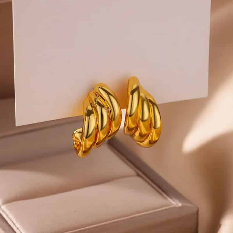 Stainless Steel Irregular Face Shaped Stud Earrings