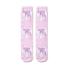 Happy Rainbow Clouds Unicorn Funny Middle Socks