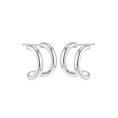 Irregular Round Stainless Steel Hammered Stud Hoop Earring