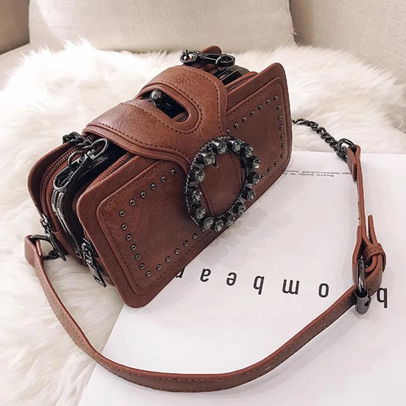 Satchel Buckle up Crossbody Shoulder Square Bag