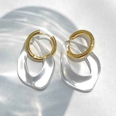 Clear Acrylic Irregular Hoop Dangle Earring