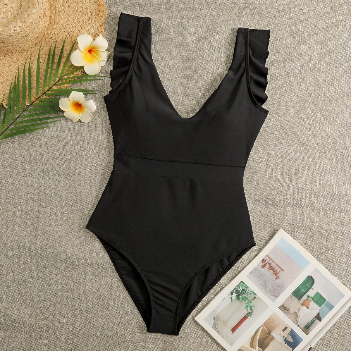 Ruffle One-Piece Swimsuit - Swimsuits