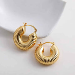 Vintage Thick Plated Stainless Steel Chunky Hoop Earrings