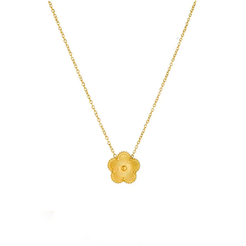 Clover Leaf Petals Plated Stainless Steel Necklace