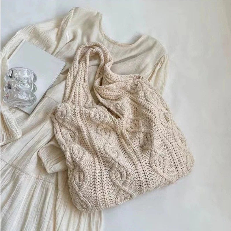 Knitted Shoulder Vintage Handbag Crochet Bag